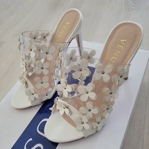 Venus White Floral Heels